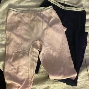 LEI Lot of (2) Light Pink and Dark Blue Thermal Leggings - Vintage!